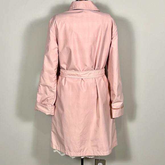 Bernardo Reversible Trench Coat Petal Pink Plaid Belted Lightweight Jacket‎ M - Picture 6 of 10